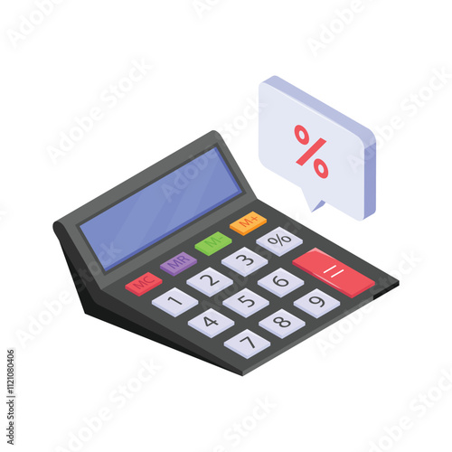 A financial calculator displaying a percentage for calculations