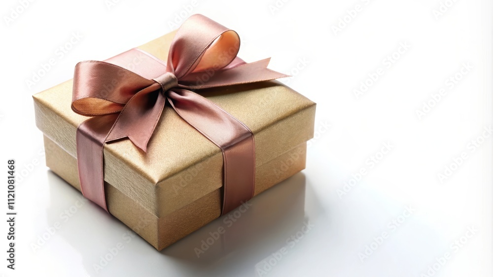 Obraz premium Gift box with a decorative ribbon on a white background, Present, surprise, celebration, birthday, Christmas, holiday
