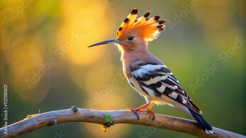 Eurasian hoopoe bird perched in the early morning light, hoopoe, bird, wildlife, nature, beautiful, colorful, feathers, sunrise photo