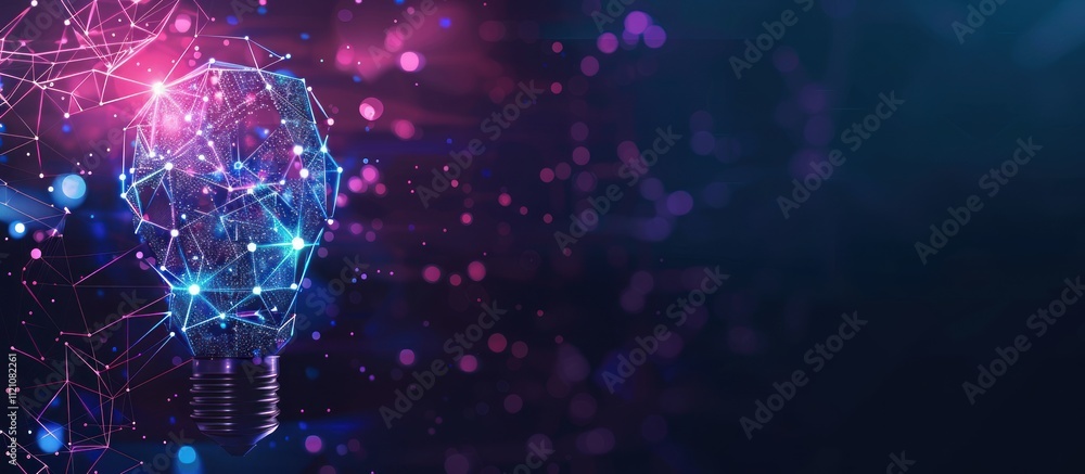 Obraz premium Abstract background with light bulbs with polygonal lines. Concept for business ideas, innovation, technology