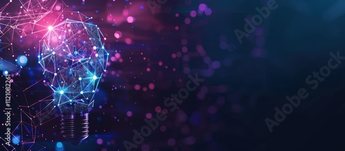 Wallpaper Mural Abstract background with light bulbs with polygonal lines. Concept for business ideas, innovation, technology Torontodigital.ca