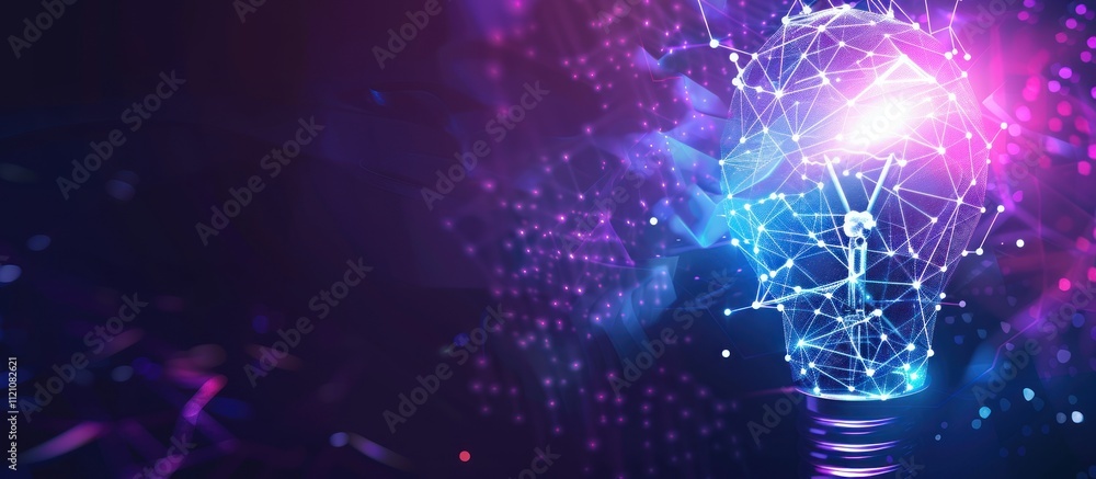 Obraz premium Abstract background with light bulbs with polygonal lines. Concept for business ideas, innovation, technology
