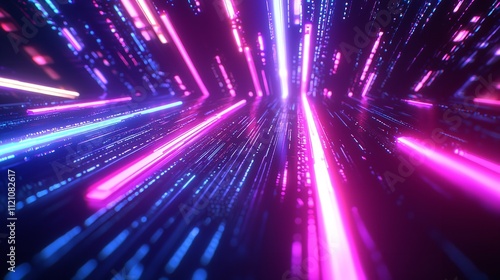 Abstract Futuristic Digital Technology Background with Glowing Elements