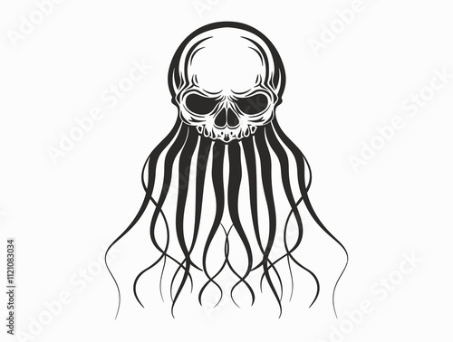 Jellyfish Skull silhouette vector illustration