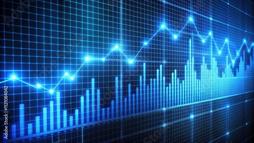 Wallpaper Mural Creative glowing blue chart wallpaper with grid for invest and finance concept, glowing, blue, chart, wallpaper, grid Torontodigital.ca