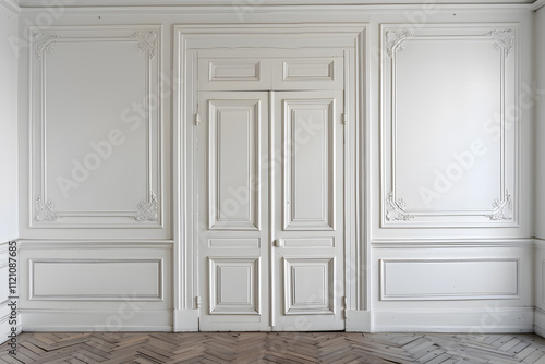Wallpaper Mural minimal antique door, entry – painted white (generative AI) Torontodigital.ca