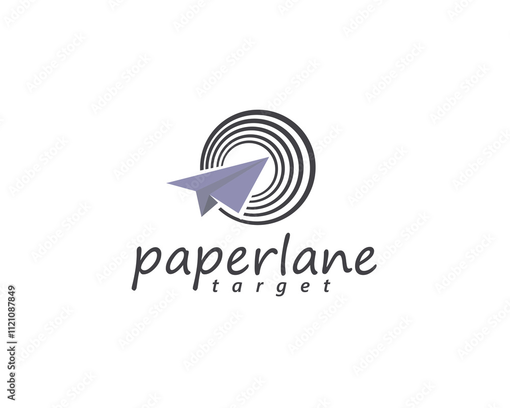 creative paper airplane flying towards target logo design creative paper airplane flying towards target logo design