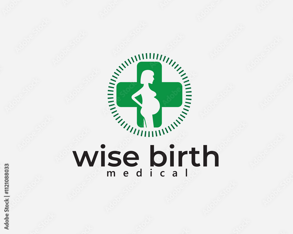 creative plus medical with the shadow of a pregnant woman in the middle logo for clinic, therapy and others creative plus medical with the shadow of a pregnant woman in the middle logo for clinic, therapy and others