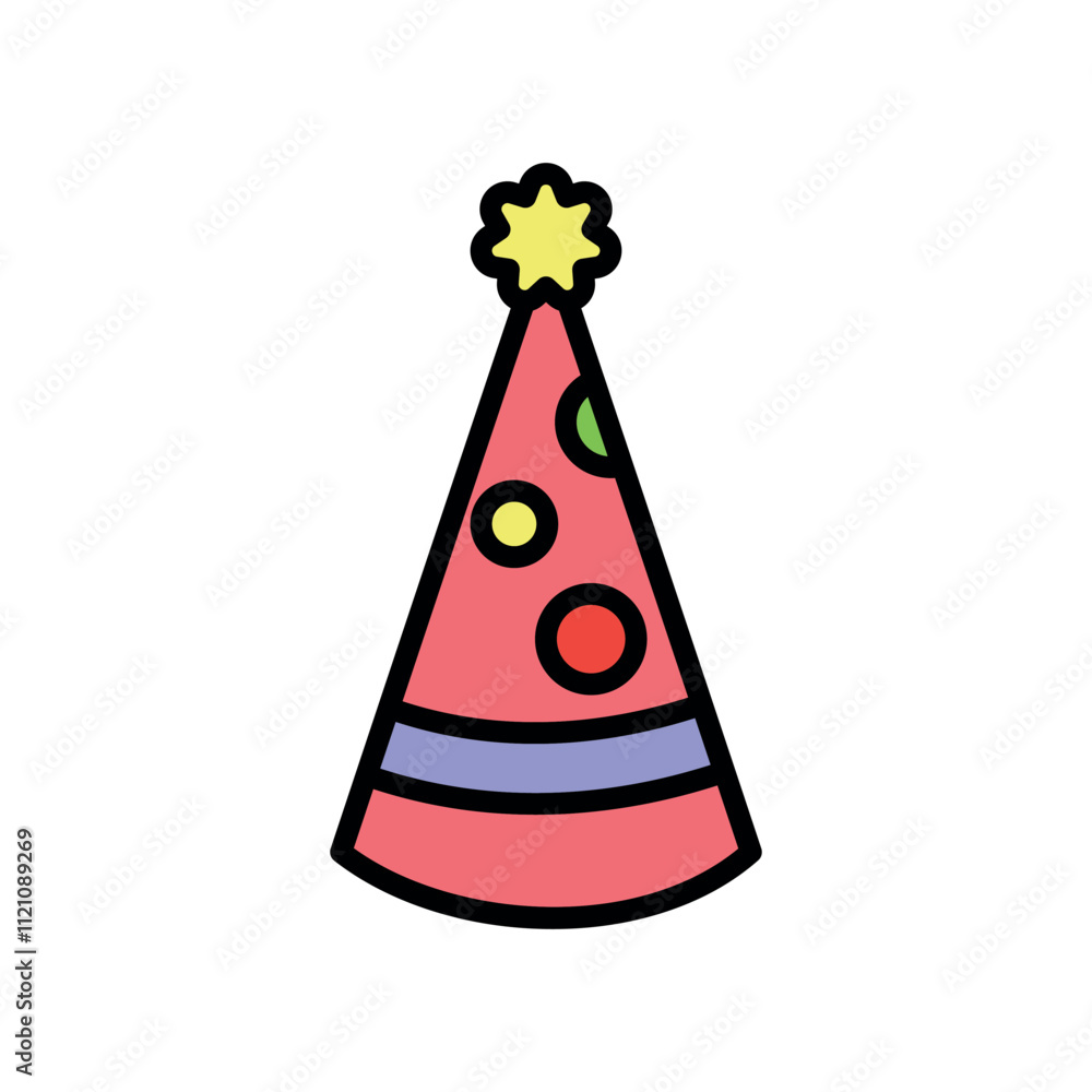 Party Hat vector icon illustration of New Year Party Hat vector icon illustration of New Year