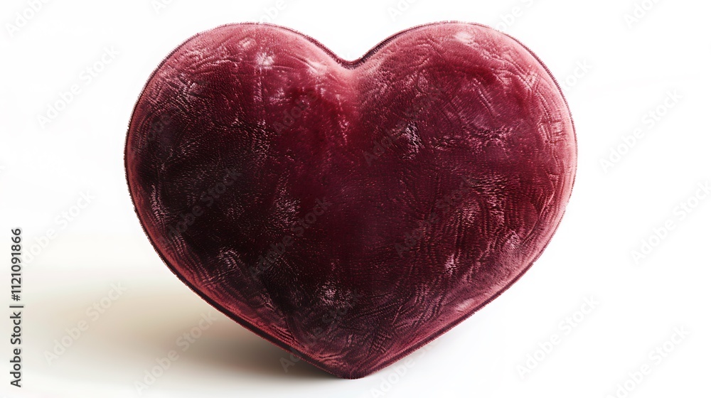 Obraz premium Soft velvet heart with smooth texture on white.
