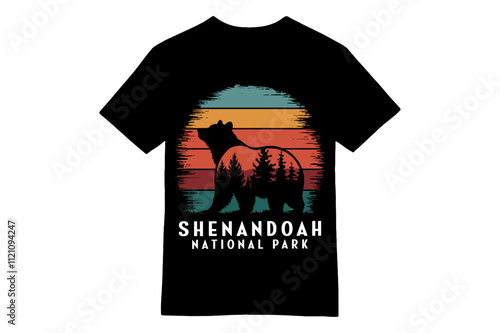 Shenandoah National Park Bear Silhouette Hiking T-shirt Design