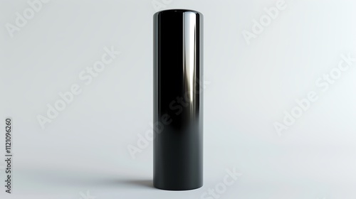 Stylish black cylinder with a reflective sheen on white.