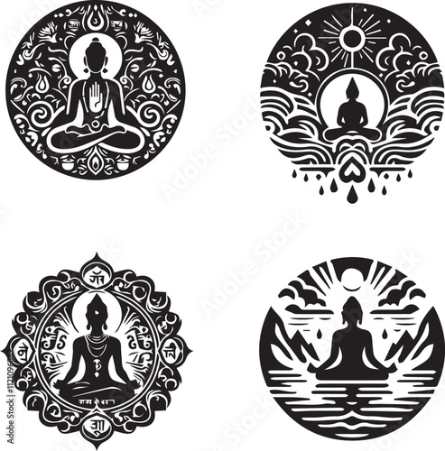 silhouette icon of mantra