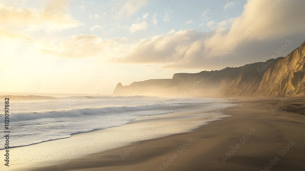 Pastel Dawn Graces Serene Beach with Whispering Waves and Tranquility
Pastel Dawn Graces Serene Beach with Whispering Waves and Tranquility