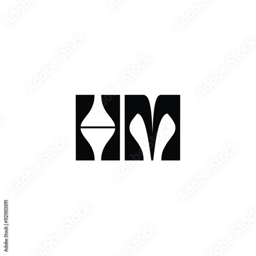 HM monogram logo design letter text name symbol monochrome logotype alphabet character simple logo