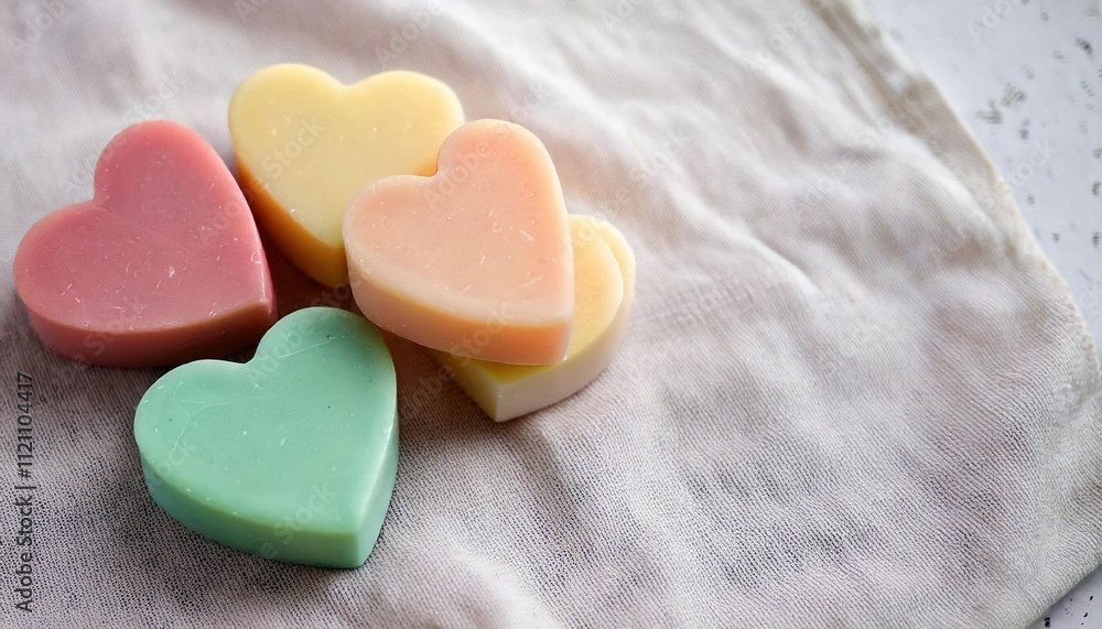 Obraz premium 3D Rendering of Heart-Shaped Candies, Symbolizing Love and Sweetness with Colorful and Playful Designs