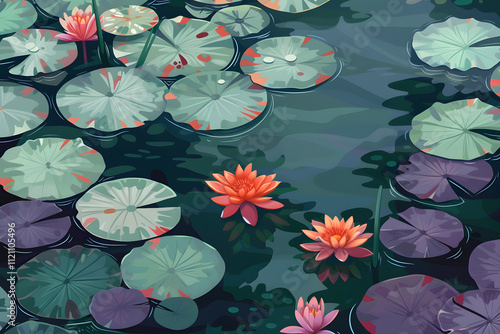 water lilies illustration (generative AI)