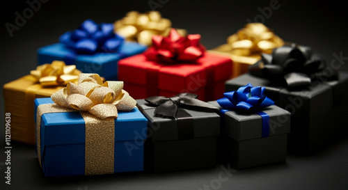 Close-up of gift boxes with...