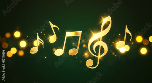 Musical notes in glowing go...