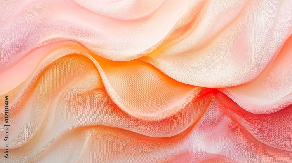 Obraz premium Flowing textures in shades of peach and cream create a serene atmosphere, evoking feelings of warmth and comfort. The delicate fabric invites a sense of tranquility and softness