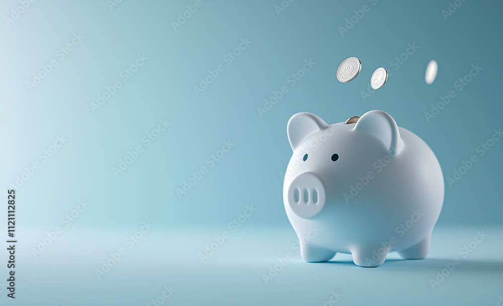 Modern piggy bank design with shiny coins Modern piggy bank design with shiny coins