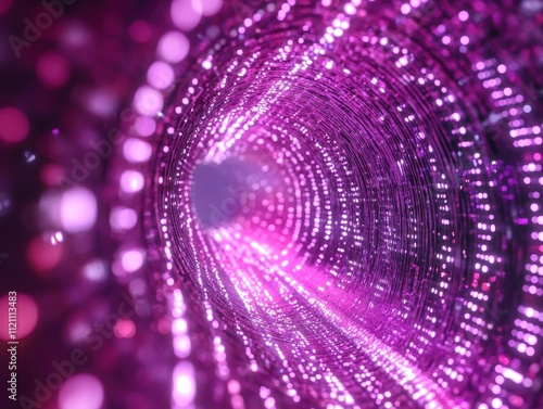Dynamic light tunnel experience virtual space digital art abstract design close-up view illuminating concepts