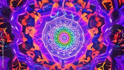 Vibrant colors and intricate patterns blend seamlessly, forming a captivating spiral effect that draws viewers into a dynamic visual journey. Experience the energy and creativity.