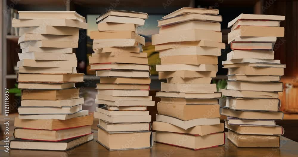 Books Stacks Build Stop Motion Loop in Office Medium Books Stacks Build Stop Motion Loop in Office Medium