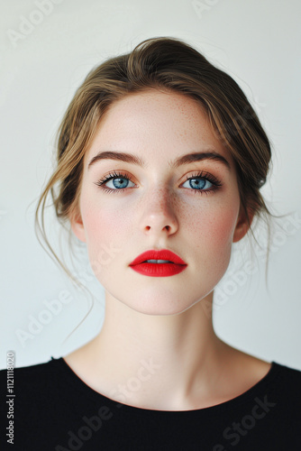 Young American Woman with Blue Eyes and Bold Makeup