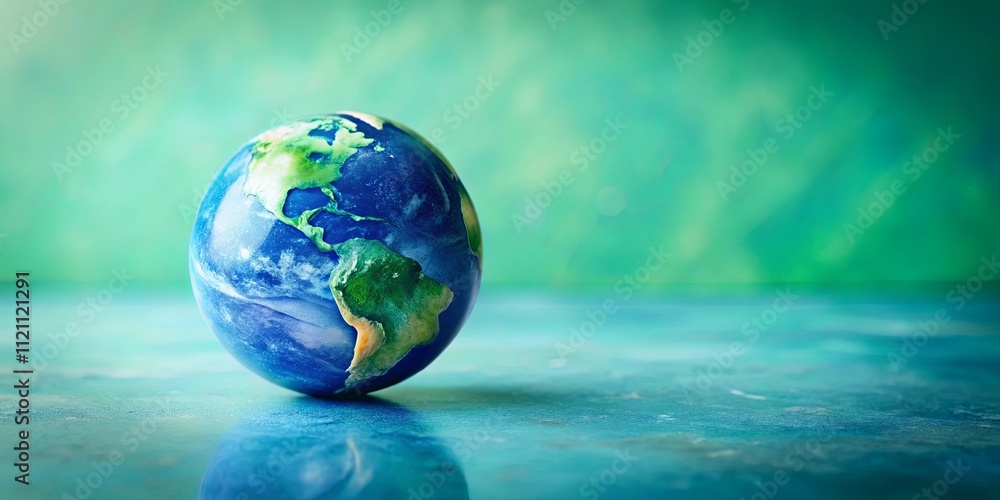 A miniature globe rests on a teal surface against a blurred green backdrop, symbolizing our planet's fragility and the need for environmental stewardship. A miniature globe rests on a teal surface against a blurred green backdrop, symbolizing our planet's fragility and the need for environmental stewardship.