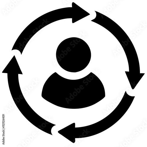 Business process icon representing customer feedback loop for marketing strategies