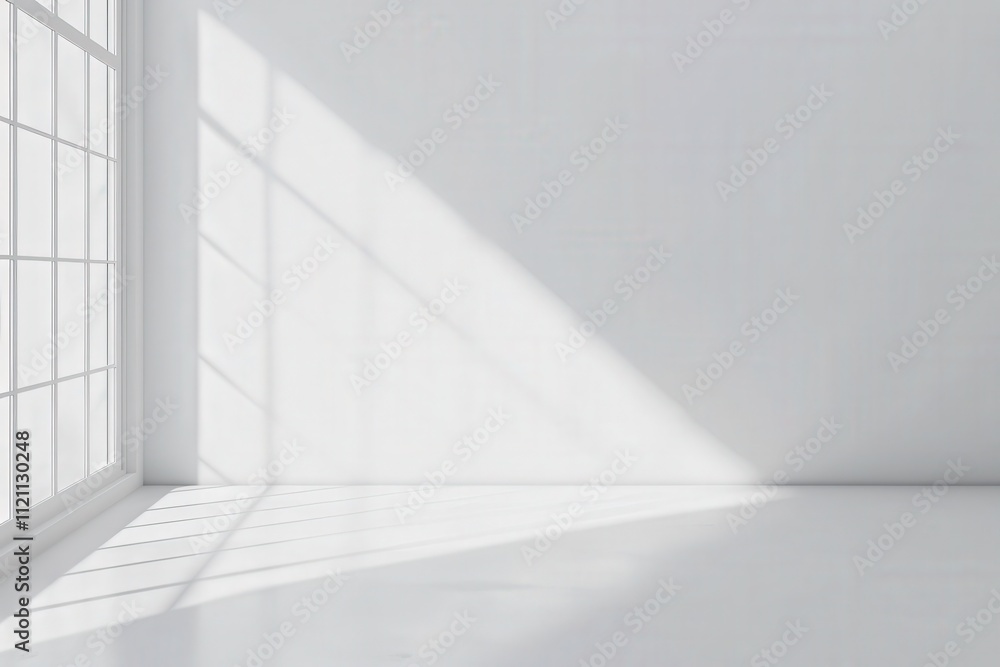 Obraz premium A minimalist white room with a window letting in sunlight