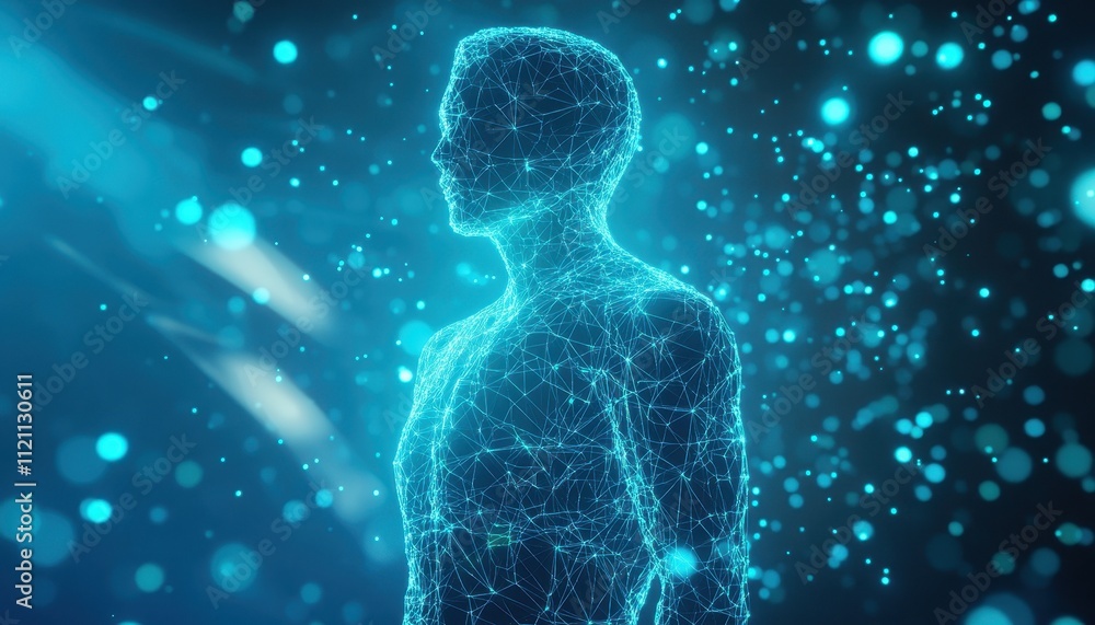 Abstract Digital Human Form Glowing In Blue Light Abstract Digital Human Form Glowing In Blue Light