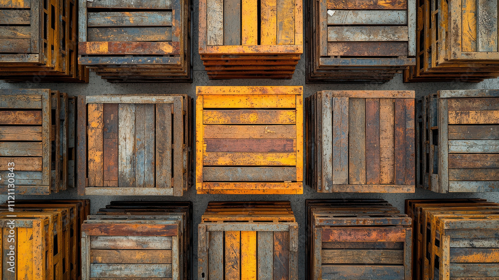 pallets wood concept. Artistic top down view of wooden pallets forming labyrinth pattern pallets wood concept. Artistic top down view of wooden pallets forming labyrinth pattern