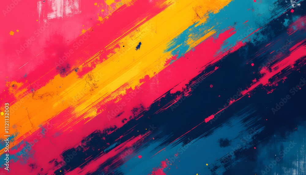 Abstract Risograph Brush Strokes in Bold Hues Abstract Risograph Brush Strokes in Bold Hues
