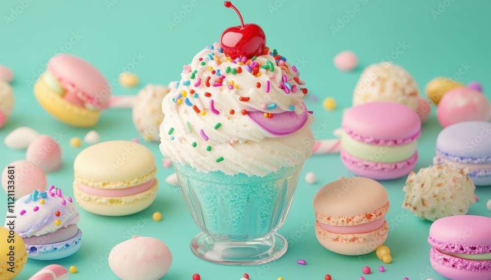 Sweet Treats Delightful Macarons And Ice Cream Sundae Sweet Treats Delightful Macarons And Ice Cream Sundae