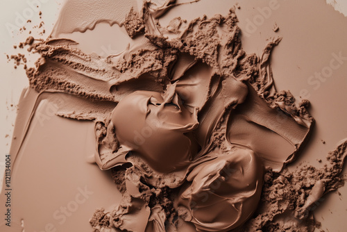 Concept of Pantone's 2025 colour of the year mocha mousse as a background texture of brown makeup photo