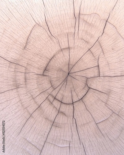 [Close-up view of cracked surface] Natural Tree Stump with Multiringed Trunk on Wooden Background for Nature and Outdoor Lovers. photo