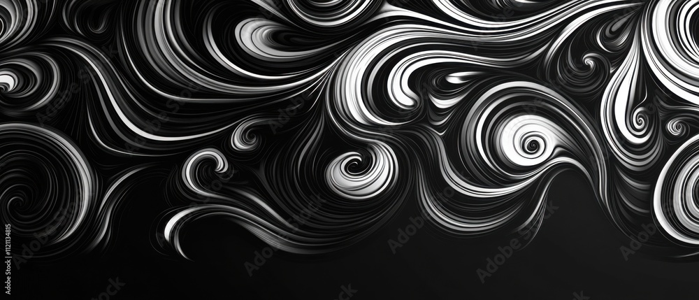 Fototapeta premium Abstract Swirling Black and White Liquid Marble Texture Background