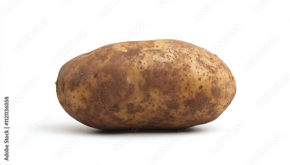 A Single Brown Potato Isolated on White Background A Single Brown Potato Isolated on White Background