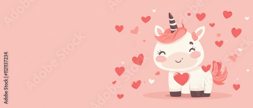 Wallpaper Mural Adorable Unicorn with Hearts: Valentines Day Stock Photo Torontodigital.ca