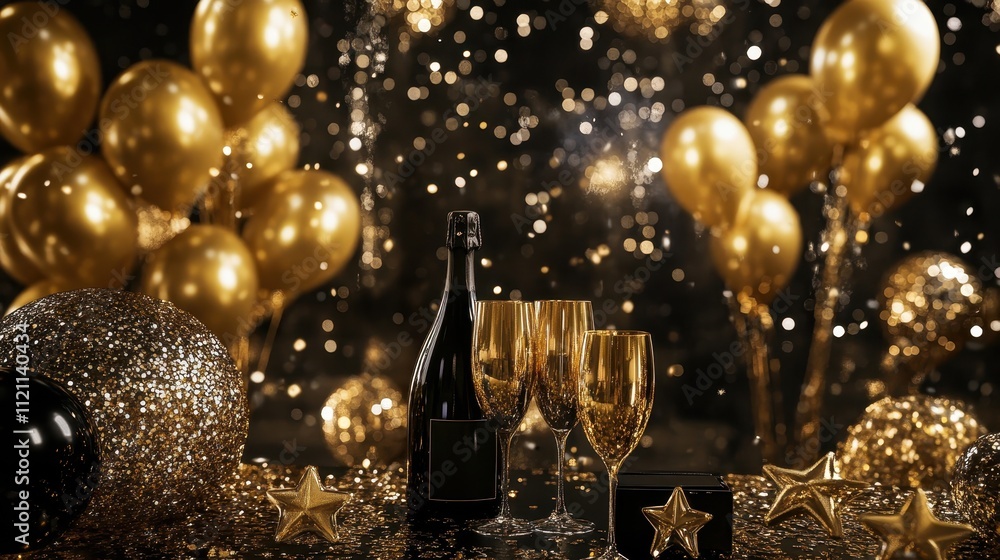 Glamorous New Year Celebration with Golden Decor Glamorous New Year Celebration with Golden Decor