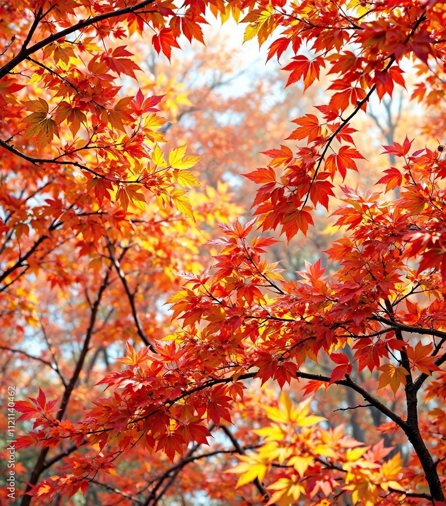 Vibrant fall foliage with colorful leaves and branches, outdoor beauty, natural wonder Vibrant fall foliage with colorful leaves and branches, outdoor beauty, natural wonder
