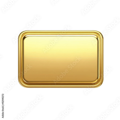 Gold button isolated on transparent background. 3d golden glossy elegant design for empty emblem, medal or badge, shiny and gradient light effect.
