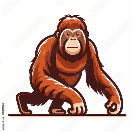 Bornean Orangutan illustration  against white background photo