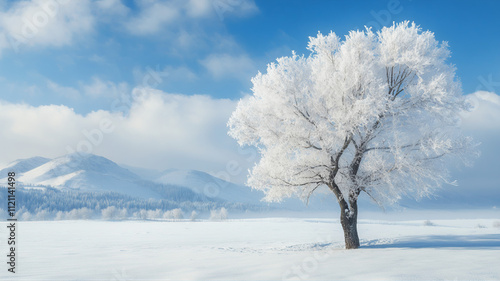 Snow covered tree. Tree in snow