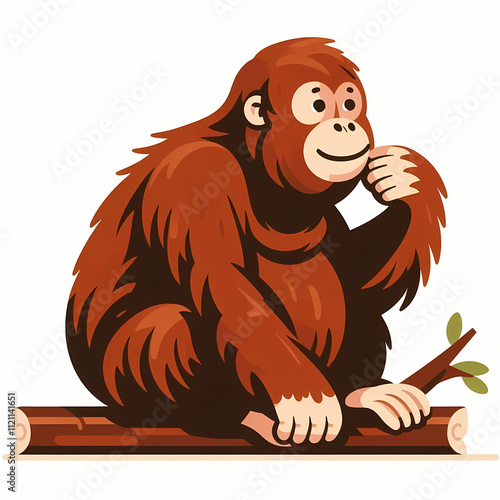 Bornean Orangutan illustration  against white background photo