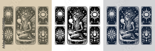 artistic elf playing card tattoo design