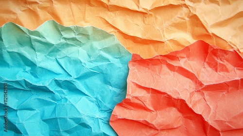 Wallpaper Mural Abstract colorful crumpled paper texture in blue, red, and orange shades. Torontodigital.ca