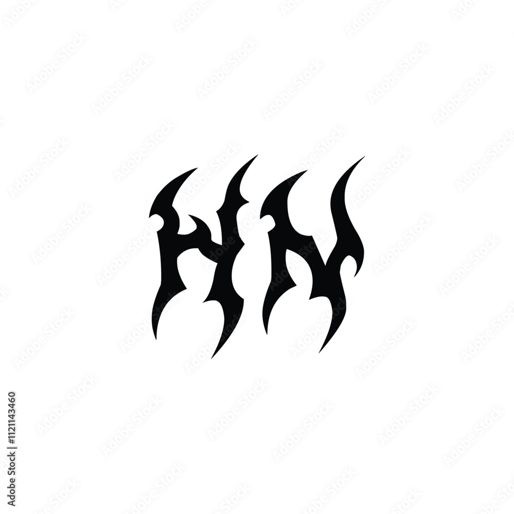 Obraz premium HN monogram logo design letter text name symbol monochrome logotype alphabet character simple logo